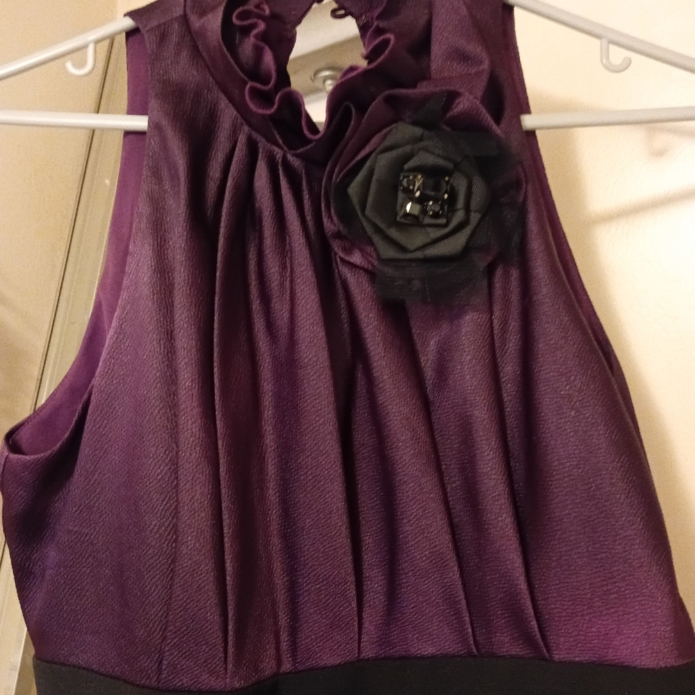 Ruffled Embellished Purple Sleeveless Blouse